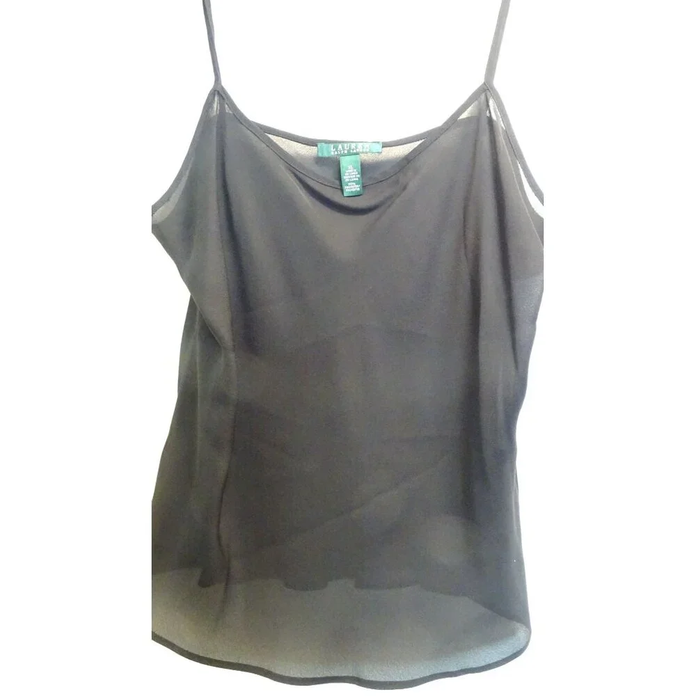 Lauren Ralph Lauren Sheer Black Striped Blouse & Camisole Set Womens Size XL - Picture 2 of 8